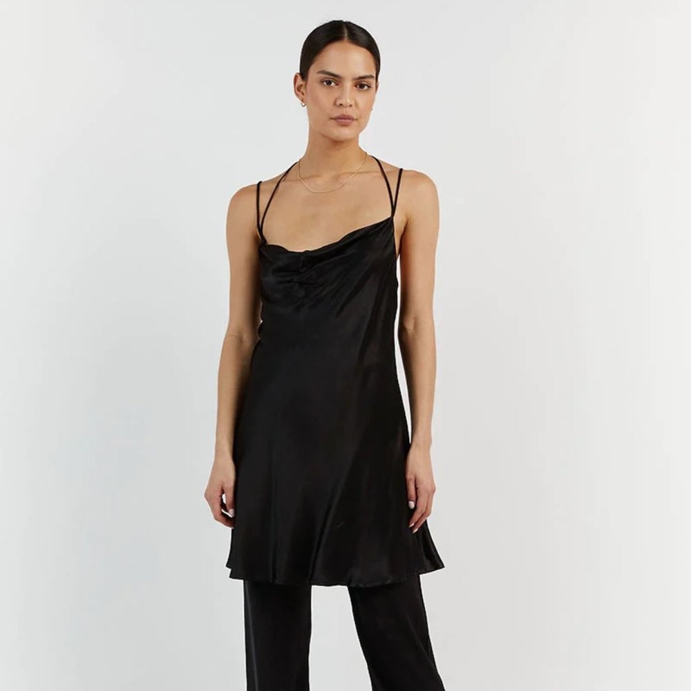 NWT DISSH Charli Black Satin Tunic